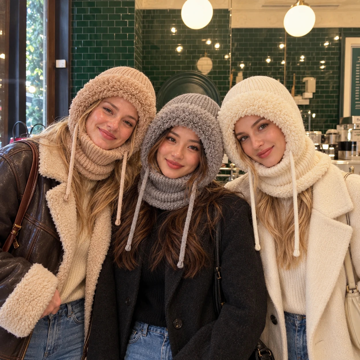 Three beanies. Your kind of colors.